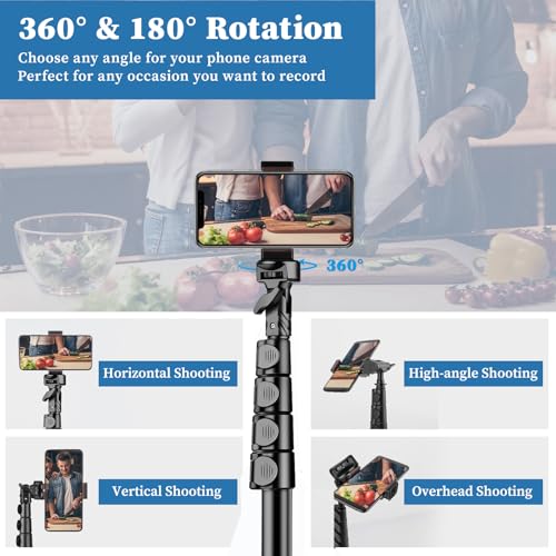 Image of Victiv 177.8cm Aluminium Tripod Stand for Phone with Remote, Lightweight Mobile Stand for Ring Light, Smartphone, Laser Level, Camera, Phone Stand for Video Recording, Shooting, Streaming, Vlogging