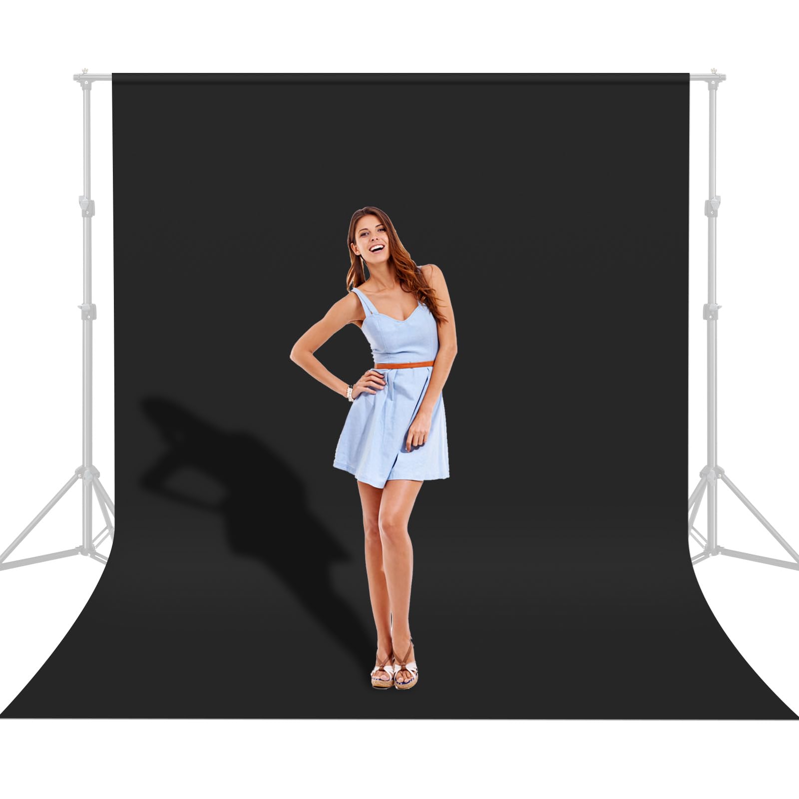UTEBIT 10x10FT Black Backdrop for Photography, Polyester Photo Backdrops Cloth for Photography, Low-Temperature Ironing Wrinkle Removal