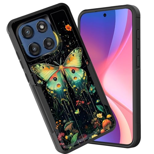 CICPLKSE for Motorola Moto Edge 2026 Case,Dual Layer Heavy Duty Hybrid Shockproof Hard PC Soft Silicone TPU Bumper Protective Case,Butterfly Moon