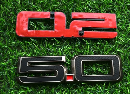 Image of Pair Set 5.0 Emblem Door Side 3D Badge Compatible with 2024-2025 Mustang GT Dark Horse PR3Z-16228-D (5.0-Bronze Red)