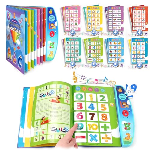 Image of PATPAT 8 Themes Intelligent Book for Kids, 20 Pages Musical Book for Kids Cartoon Illustration Learning Book with Numbers, Letters, Words & More, Educational Toys for 3 Year Old(Battery Not Included)