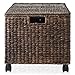 Casafield Rolling Filing Cabinet, Espresso - Water Hyacinth File Organizer with Lid and Locking Wheels, Home Office Storage for Hanging Folders