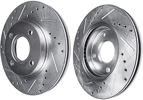 Image of Detroit Axle - 3pc Front Drilled Rotors Right Brake Caliper Replacement for 1996-2005 Honda Civic 2010-2014 Insight 1997-2000 Acura EL: 10.32'' inch Rotor