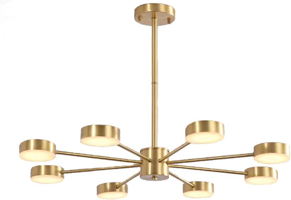 Modern Led Chandelier Garwarm 12 Lights Sputnik Pendant Lighting Brushed Brass Ceiling Light Fixture for Bedroom Livingroom Dinning Room,Copper.,8 Lights