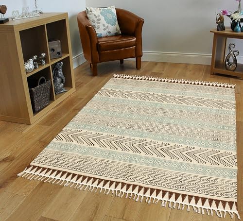 Tapis entrée lavable coton résistant aux taches réversible géométrique - 5