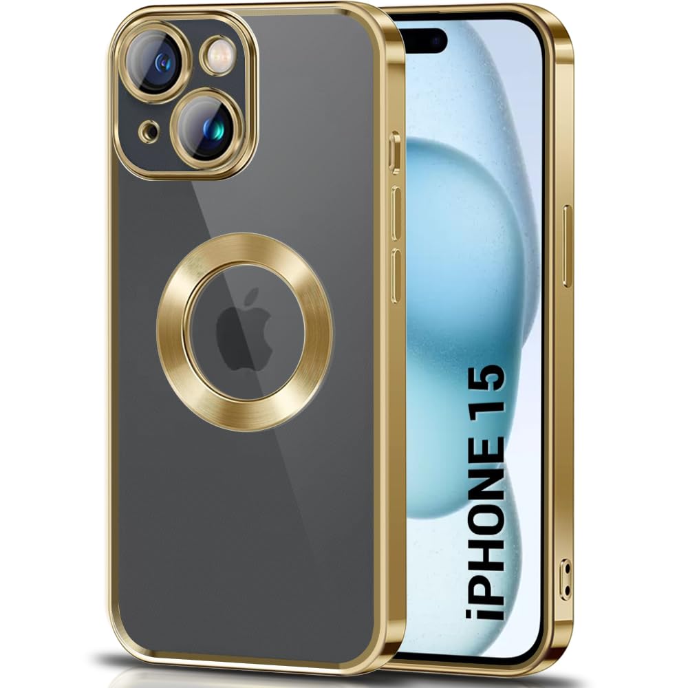TheGiftKart TPU Luxurious Chrome-Plated Back Cover Case For Iphone 15 | Camera & Screen Protection | Shockproof Design | Stylish Transparent Back Cover Case For Iphone 15 (Golden Bumper), Gold (B0CGV4DHCF) Amazon Price History, Amazon Price Tracker