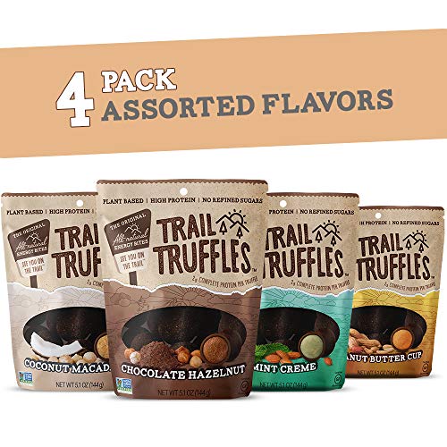 Trail Truffles â€“ Vegan, Dark Chocolate Superfood Protein Balls â€“ Healthy, Plant Based, Gluten Free, Dairy Free, Soy Free, Non-GMO Snacks (Assorted Flavors, 4 Pack)
