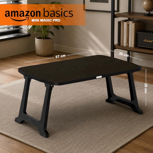Image of Amazon Basics - CozyDesk Pro | Compact Foldable Lap Desk | Portable Bed Table for Laptop, Study, Meals | Engineered Wood Top with ABS Legs Table top 57 x 36, Height 28 cm