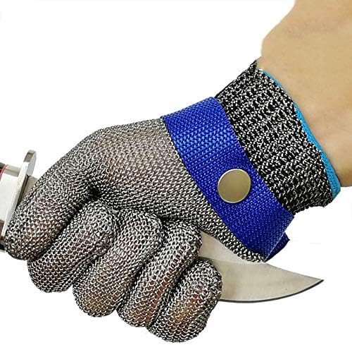 Miniatura 3 de Guantes de acero inoxidable resistentes a cortes, protección de grado 5, cómodos guantes de seguridad para corte de cocina para múltiples usos (L)