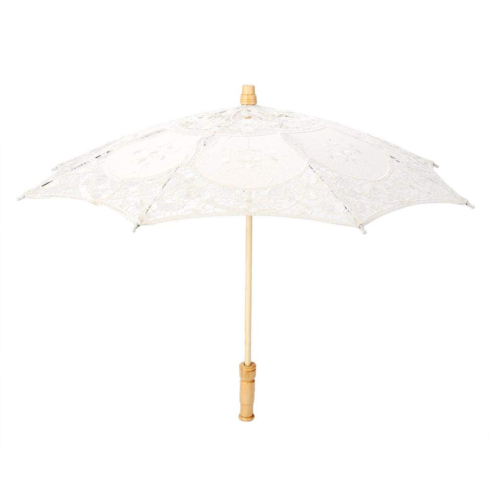 Ręcznie robiony kwiat haftowany Parasol ślubna fotografia panny młodej Parasol jedwabny materiał/169(Beige,Small)