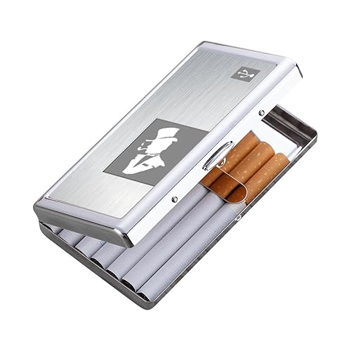 Miniatura 7 de Estuche de metal para cigarrillos  Soporte portátil de doble cara con clip de resorte para 14 cigarrillos regulares, 20 cigarrillos de 3.937 in,