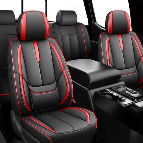 Image of ILMO Seat Covers for Chevy Silverado 1500 2007-2026 (Black&Red,Full Set)