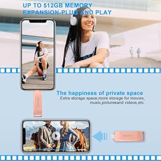 Chiavetta USB 512gb per Phone,Levida Memoria Esterna per scaricare foto,Pen Drive USB C 3.0,Photo Stick,4 in 1 USB Stick per IOS/Smartphone/Pad/Android/PC(Foto/Video/Backup Automatico),Rosa chiaro