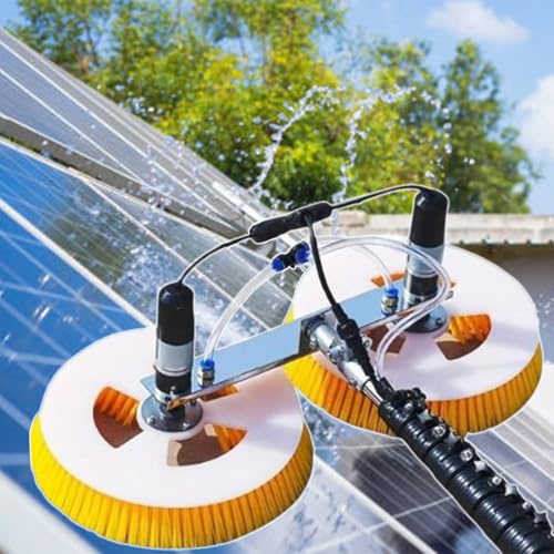 Generico Kit per la Pulizia dei Pannelli solari - Asta Regolabile e Doppie spazzole per Una Manutenzione Esterna efficiente, Ideale per Proprietari di casa e Professionisti, Facile da Usare, Brillant