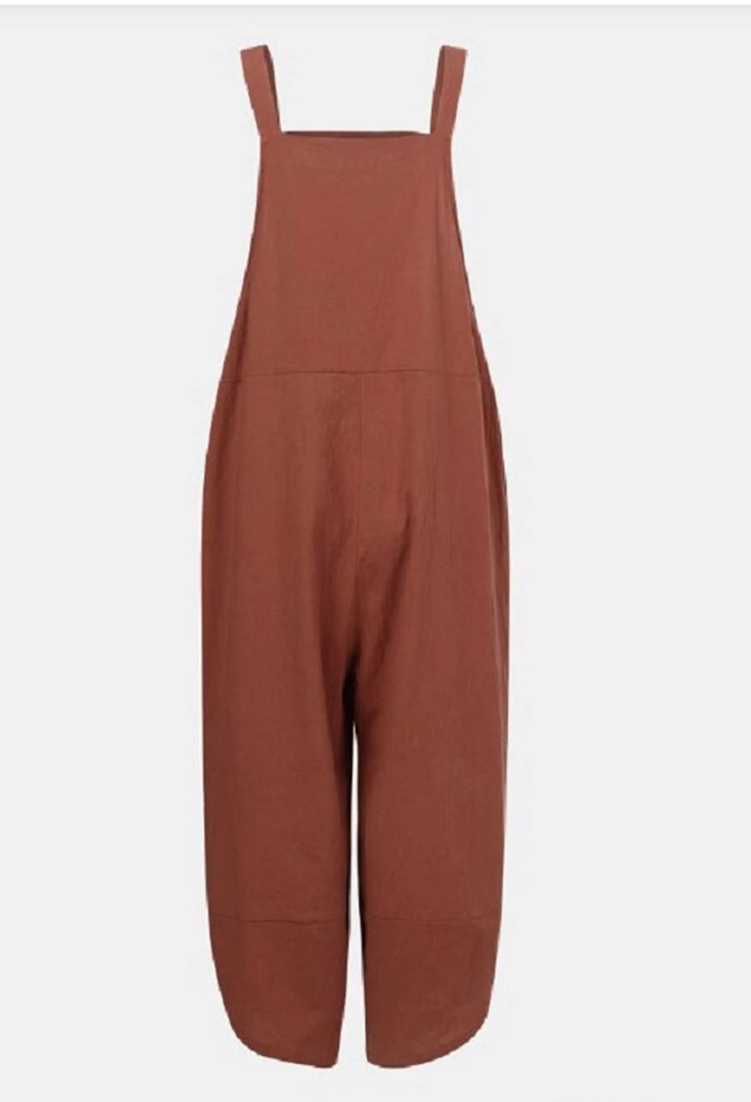 BRONG Overol para mujer, casual, holgado, de algodón suave, de lino, para mujer, con correas ajustables y bolsillos