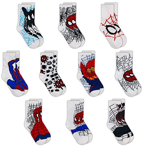 Marvel Spiderman Boys Socks - 10-Pack Decorative Toddler Socks with Amazing Legends Design