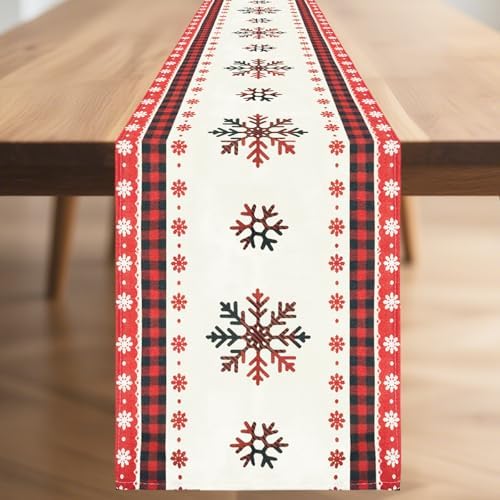 MuuXii Christmas Snowflake Table Runner 71 Inches Long, Snowflake...