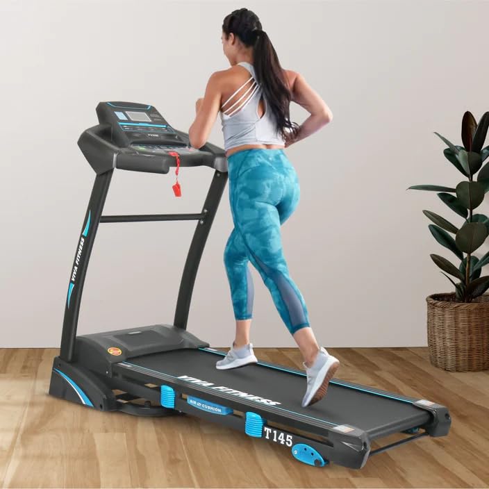 Image of Viva Fitness T-145 DC Motorized Treadmill || DC Motor : 4.5 HP Peak, Connect with MP3 || Max. User Weight: 115 Kgs (Installation Available)