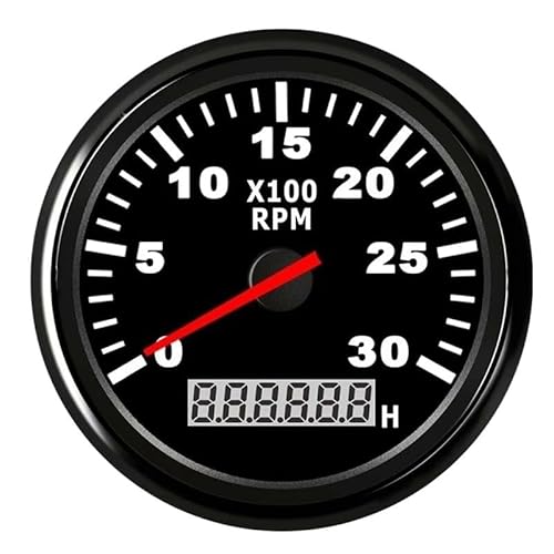 Deramg 52mm デジタルタコメーター 車 トラック マリンボート タコゲージ アワーメーター付き 0~9990 RPM ディスプレイ ディーゼル、ガソリンエンジンに適合(3000 rpm-02)