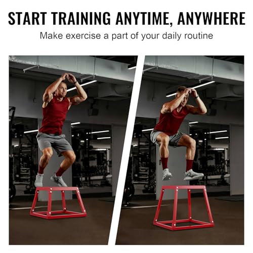 VEVOR Plyometrische Sprungbox, 458 mm Plyo-Box, Plyometrische Plattform Plyobox Rot, Rutschfeste Fitness-Übungs-Step-Up-Box für Heimtraining, Konditions-Krafttraining, Gesäß, Oberschenkel Trainieren