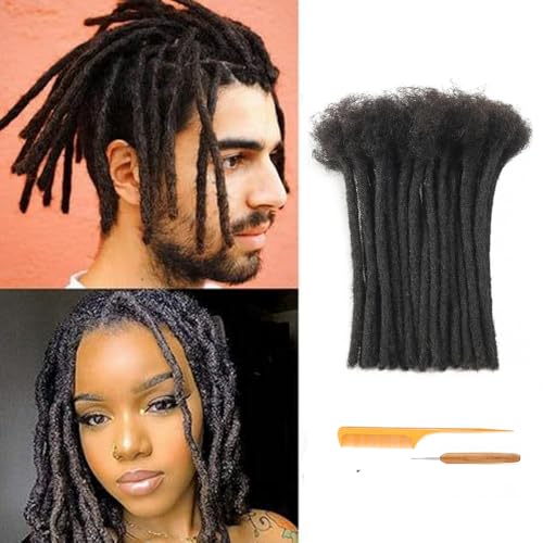 Dreadlock Extensions Human Hair 0.6cm Width 6 Inch 20 Strands 100% Real Human Hair for Man/Women Handmade Permanent Loc Extensions Bundles Can Be Dyed Bleached Curled Twisted