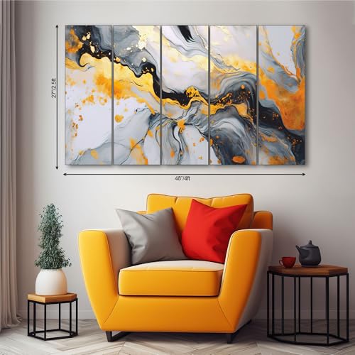 Image of The Castle Decor Marble texture painting with frame 5 Big Size (27x48) Multiple Frames Wall Art Painting for living room,Bedroom,Drawing room,Hotels-Wooden Framed-Digital Painting