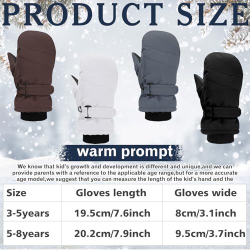 Image of Geyoga 4 Pairs Kids Mittens Waterproof Ski Gloves Boys Girl Warm Snow Winter Mittens for Kids Toddler Outdoor Activities