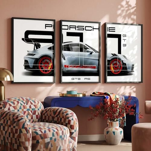 Image of kotart Big Sports Car Framed Posters Gift Items for Boys Room Wall Decoration Bedroom Living Room Office Studio Decor | Car Poster Frame for Wall Decor Set Of 3 Size (10 X 13 inch)