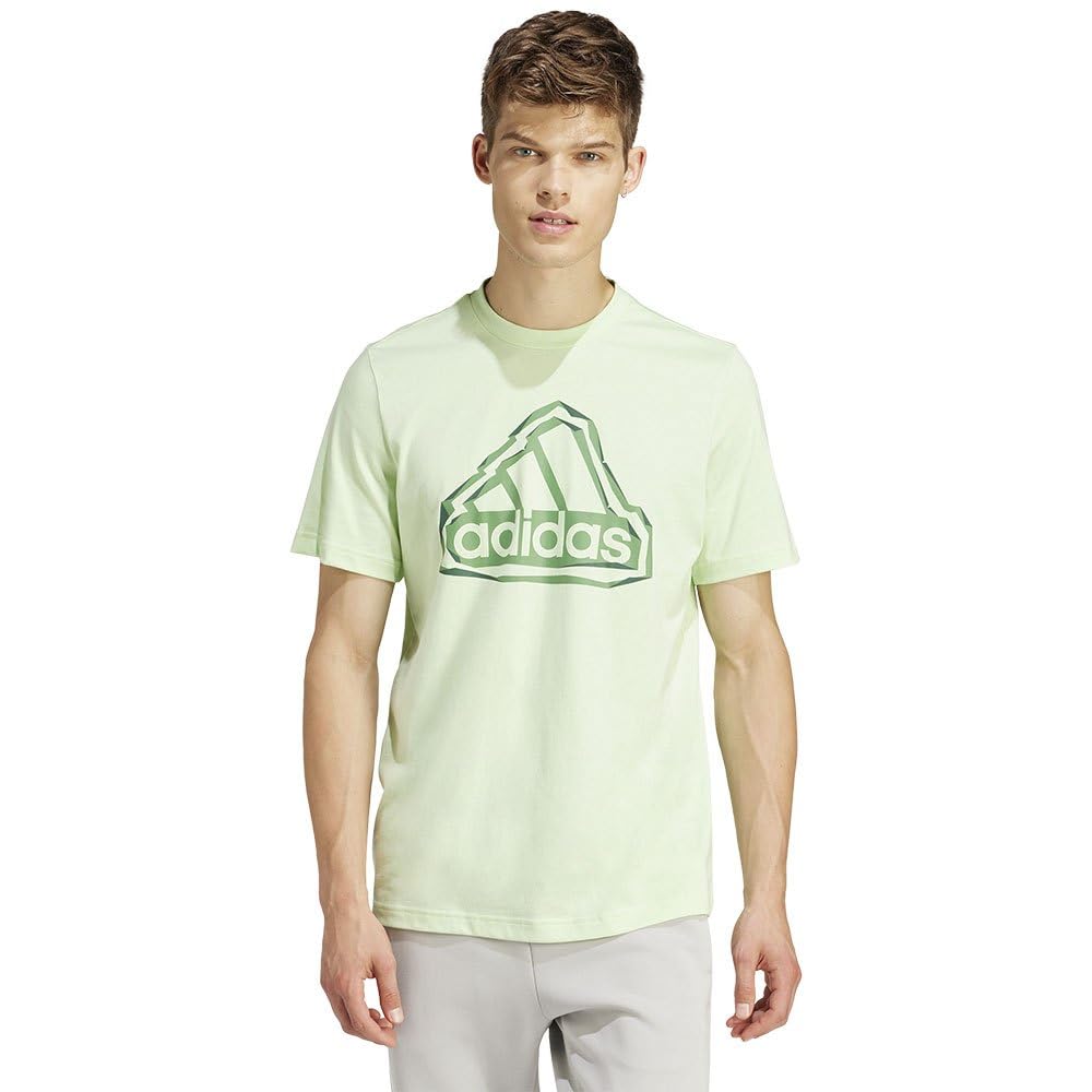 adidas Men's Folded Badge Graphic Tee, semi Green Spark, L