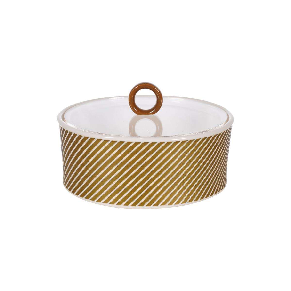 Decopor Dates Bowl with Acrylic Lid, 16 cm Diameter x 10 cm Height, Amber