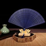  Ventaglio Pieghettato Di Giorno Delle Donne Handmade Di Stile Cinese Hollowaddress Piccolo Ventilatore Antico Tutto il Ventilatore Classico Del Regalo Del Ventilatore Di Bambù,Blu,Taglia unica