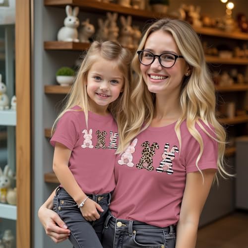 Image of CM C&M WODRO Family Matching Easter Outfits Women Toddler Kid Girl Easter Shirt Mommy and Me Bunny T-Shirt Short Sleeve Top