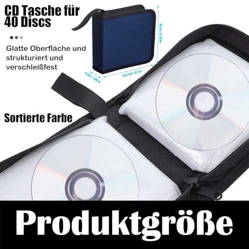 Image of squishy CD Cover Pouch, 40 Capacity Disc Holder for Music Collectors and DJs, Compact DVD Case for Organizing Home Media Collections, Storage Solution for CDs and DVDs (Blue)