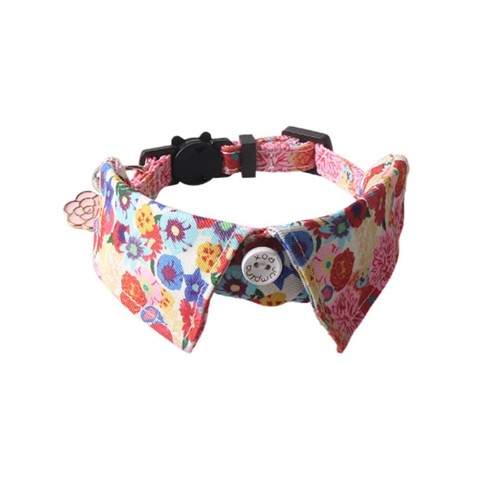 BT Bear Cute Style Small Dog Collar with Bell Adjustable Quick Release Cat Collars for Small Dogs Puppy,Red flower