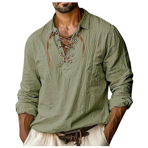 Camisa pirata de lino transpirable para hombre que busca un disfraz medieval cómodo