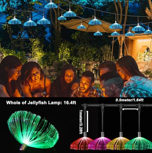 Image of AZIMOM 10PCS Fiber Optic Jellyfish Lamp 16.4ft DC12V RGB Colorful Waterproof Connectable Jellyfish Fairy String Hanging Light for Ceiling Garden Trees Christmas Party Wedding Lighting Decor