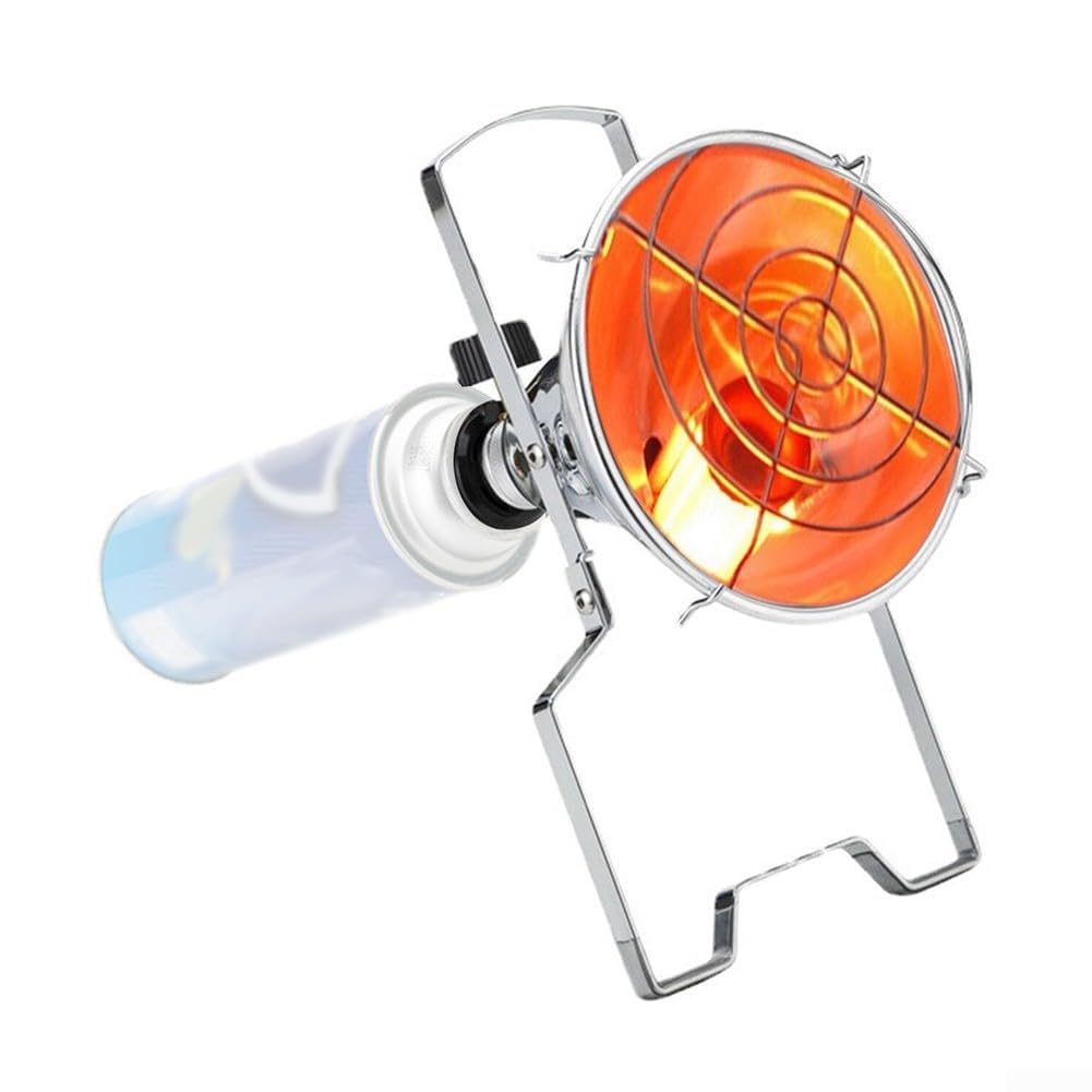 Stufa a gas portatile per uso esterno – Riscaldatore a gas propano butano con uscita 1,0 kW, fornello da campeggio in acciaio inox, compatto, 15,5 x 15,5 x 22,1 cm