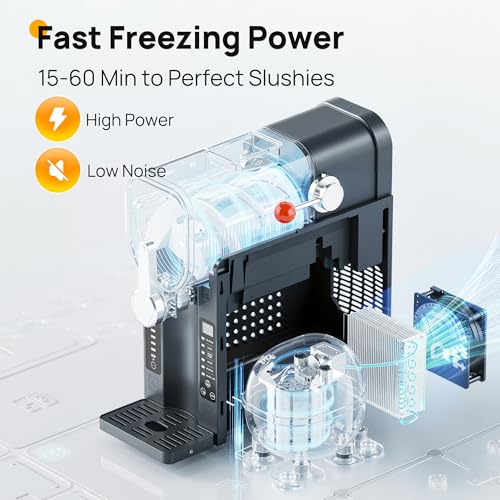 slushie machine no ice needed slushy machine for home frozen drink maker with 6 preset programs for margaritas frapps milk shake and more led display self-cleaning ad03 black