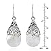 AeraVida Vintage Floral Vine Ornate Teardrop White Mother of Pearl .925 Sterling Silver Dangle Earrings | Chic Style Sterling Silver Dangle Earring for Women | Everyday Face