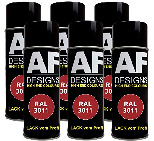 Alex Flittner Designs 6x RAL Lackspray Autolack Buntlack Spraydose RAL3011 BRAUNROT glänzend