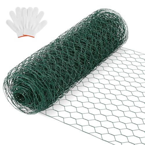 Daromigo Sechseckgeflecht Maschendrahtzaun - Verzinkt Kaninchendraht, Drahtzaun, Hasendraht - Sechseck Drahtgitter Maschenweite 27 mm, Höhe 50 cm, Länge 10 m - Grün