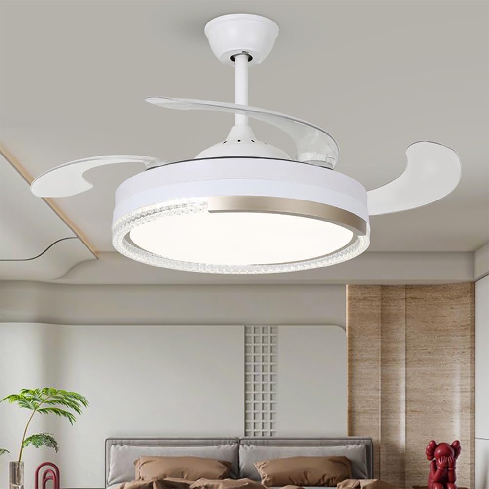 Ventilador de techo LED invisible para un dormitorio moderno y minimalista