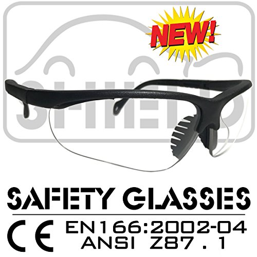 Preisvergleich Produktbild SHIELD *Shooter* Clear Sport Schutzbrille, Sicherheitsbrille, Schießbrille, Arbeitsschutzbrille nach DIN EN-166, Bikerbrille