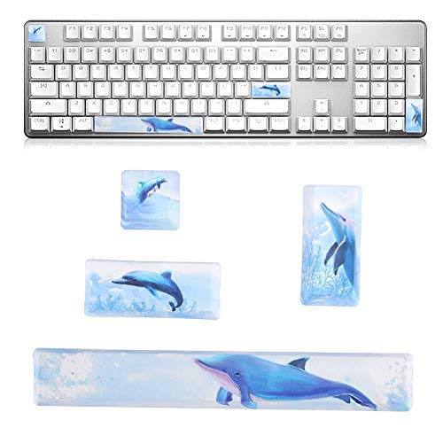 Electronikz Sanpyl Universal Keyboard Keycaps, PBT DIY Dolphin Pattern FiveSided Dyed Key