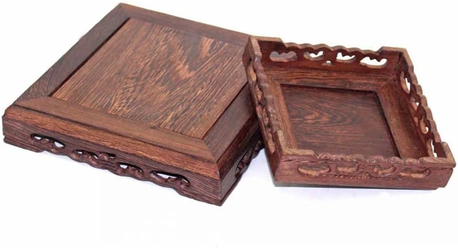 GOLDY&WENDY Oriental Furniture Chinese Solid Wood Display Stand Square Carved Base