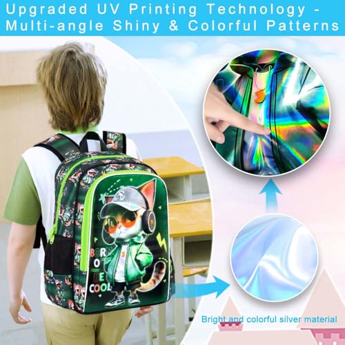 Image of 3PCS Dinosaur Backpack for Boys, 16 Inch Kids Water Resistant Preschool Elementary Kindergarten Bookbags and Lunch Box | Kids
