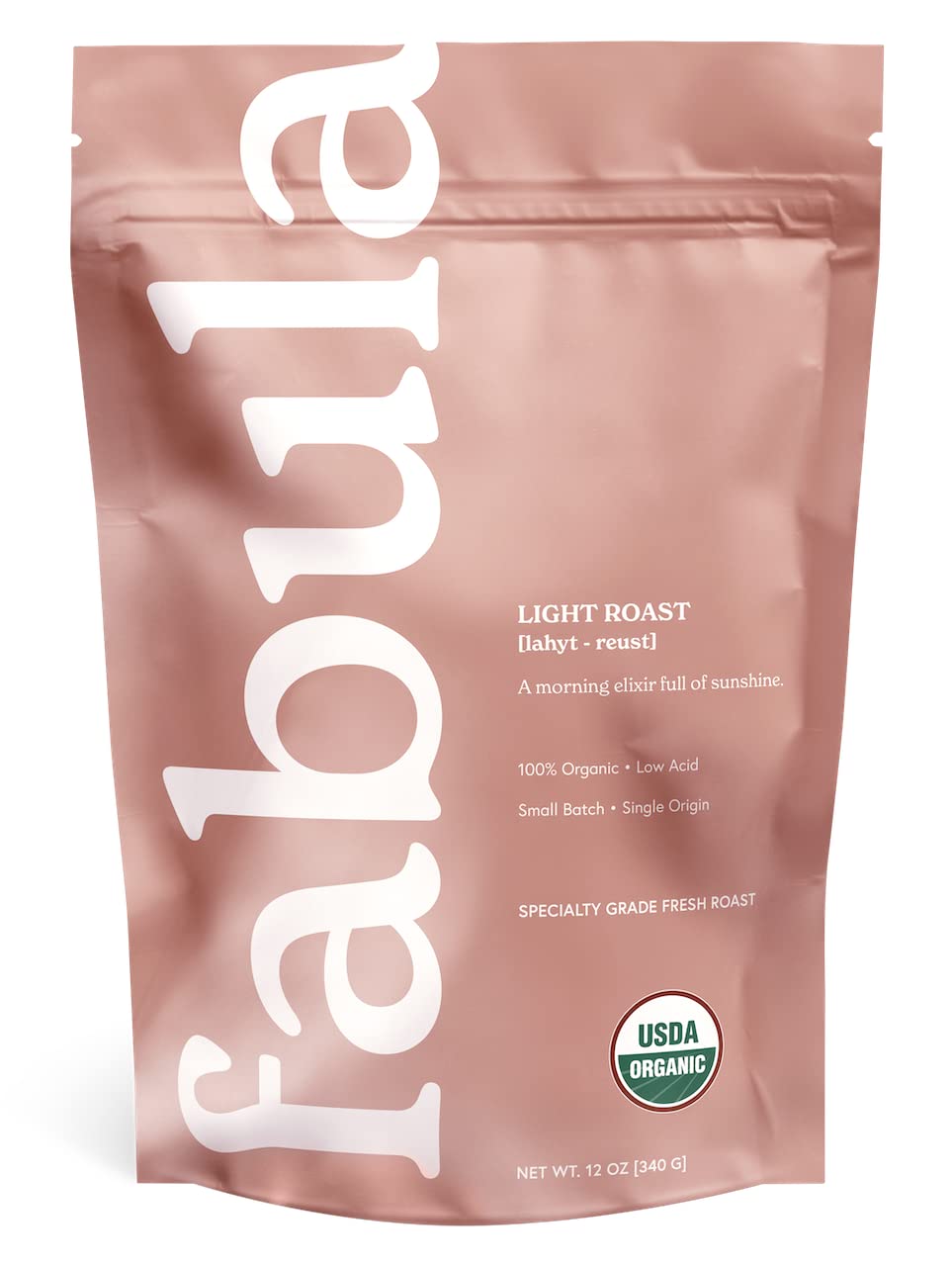 FabulaCoffee Light Roast Whole Beans - Organic - Low Acid - Single Origin - Non-GMO - Mold Free - 12 OuncesUSDA Organic