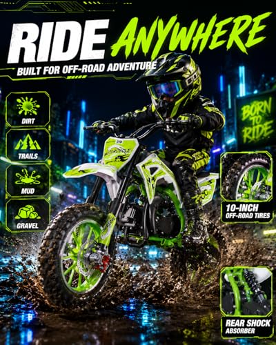 Image of 50cc Kid Gas Dirt Bike, 2-Stroke Gas Powered Kids Motorcycle