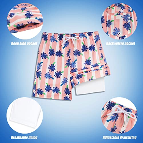 Image of Boys Swim Trunks with Boxer Brief Liner Compression Anti Chafe Swimming Shorts Stretchy UPF Quick Dry Swimsuit