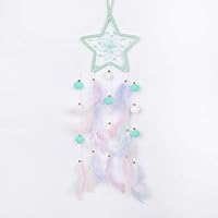 Vista 10 de Pretty Jolly - Atrapasueños azul de gato para niños, decoración de pared con pompones y plumas, atrapasueños hecho a mano para niños, decoración